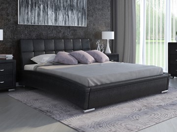 Спальная кровать Corso-1L 140x200, Экокожа (Кайман черный) в Артеме