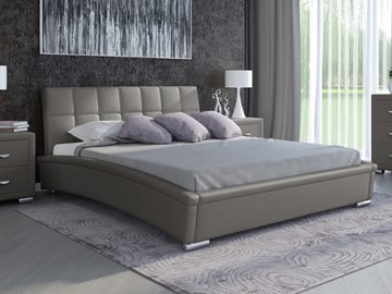 Двуспальная кровать Corso-1L 160x200, Экокожа (Серый) во Владивостоке