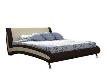 Спальная кровать Corso-2 140х200, Экокожа (Коричневый с кремовым) во Владивостоке