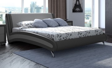 Кровать 2-спальная Corso-2 140х200, Экокожа (Темно-серый с серым) в Артеме