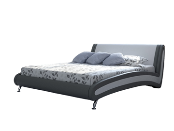 Двуспальная кровать Corso-2 140х200, Экокожа (Серый с белым) во Владивостоке