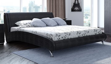 Двуспальная кровать Corso-2 160х200, Экокожа (Кайман черный) во Владивостоке