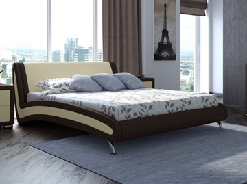 Кровать спальная Corso-2 160х200, Экокожа (Коричневый с кремовым) во Владивостоке