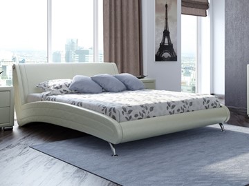 Спальная кровать Corso-2 160х200, Экокожа (Молочный перламутр) во Владивостоке