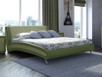 Спальная кровать Corso-2 160х200, Экокожа (Олива и зеленое яблоко) во Владивостоке