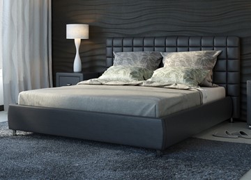 Спальная кровать Corso-3 140x200, Экокожа (Черный) в Артеме