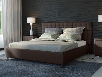 Двуспальная кровать Corso-3 140x200, Экокожа (Коричневый) в Артеме
