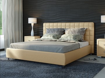 Двуспальная кровать Corso-3 200x200, Экокожа (Бежевый) в Артеме