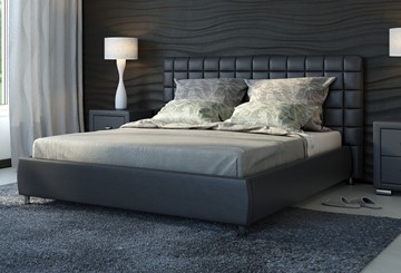 Кровать спальная Corso-3 200x200, Экокожа (Черный) в Артеме