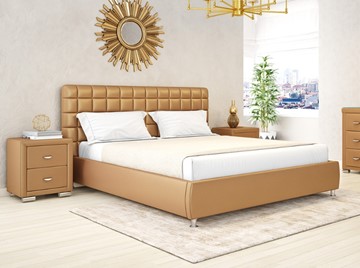 Спальная кровать Corso-3 200x200, Экокожа (Латунный перламутр) во Владивостоке