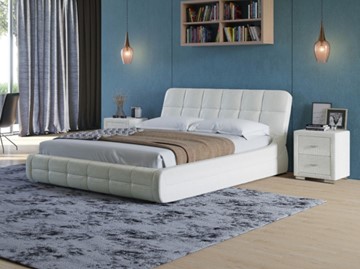 Кровать в спальню Corso-6 160х200, Экокожа (Кайман белый) во Владивостоке