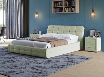 Двуспальная кровать Corso-6 160х200, Экокожа (Зеленое яблоко) в Артеме