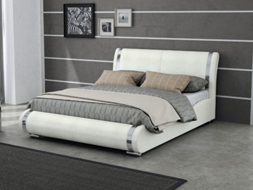 Кровать 2-спальная Corso-8 160x200, Экокожа (Кайман белый) в Артеме