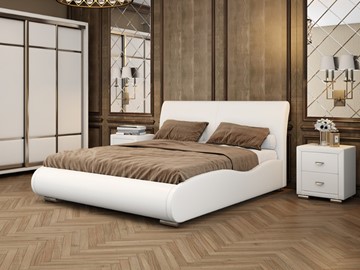 Кровать двуспальная Corso-8 Lite 160х200, Экокожа (Белый) в Артеме
