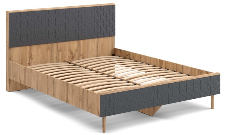 Кровать 2-спальная Денвер, 1600 с основанием (Дуб Вотан/Графит) в Артеме - изображение 1