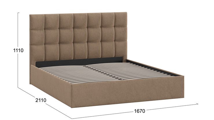 Кровать двуспальная Эмбер тип 1 (Микровелюр Wellmart Latte) в Артеме - изображение 2
