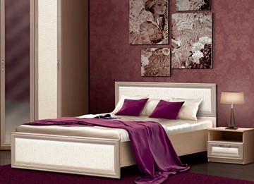 Спальная кровать Камелия, 1600, шимо светлый/белый кожзам в Находке