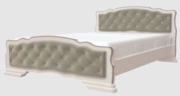 Кровать 2-спальная Карина-10 (Дуб Молочный, светлая обивка) 160х200 в Уссурийске