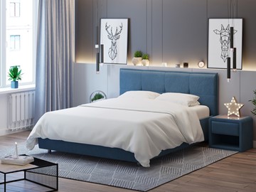 Спальная кровать Lino 200х200, Велюр (Monopoly Прованский синий (792)) во Владивостоке - предосмотр