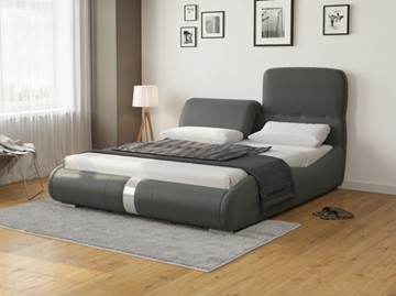 Кровать спальная Лукка 140х200, Экокожа (Темно-серый) в Артеме