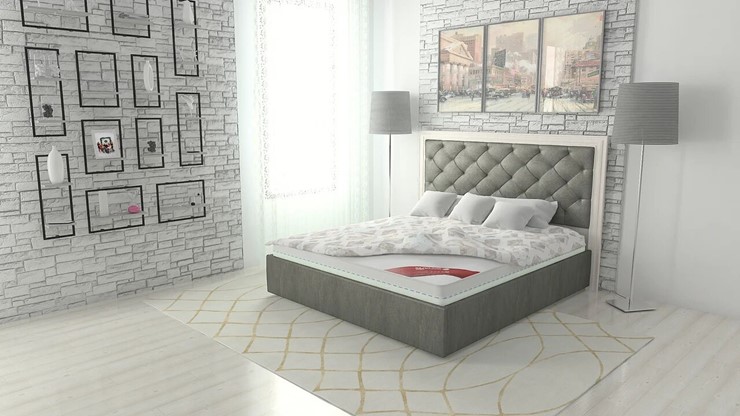 Кровать спальная Манхэттен 160х200 (с основанием), высота спинки - 130 см в Артеме - изображение 1