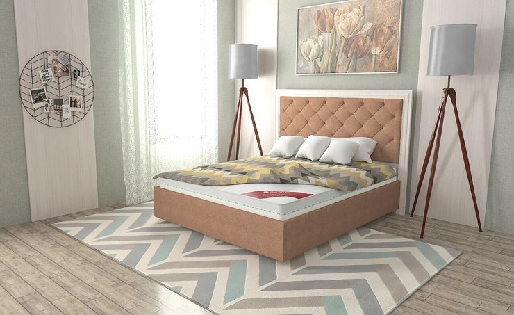 Кровать спальная Манхэттен 160х200 (с основанием), высота спинки - 130 см в Артеме - изображение 9