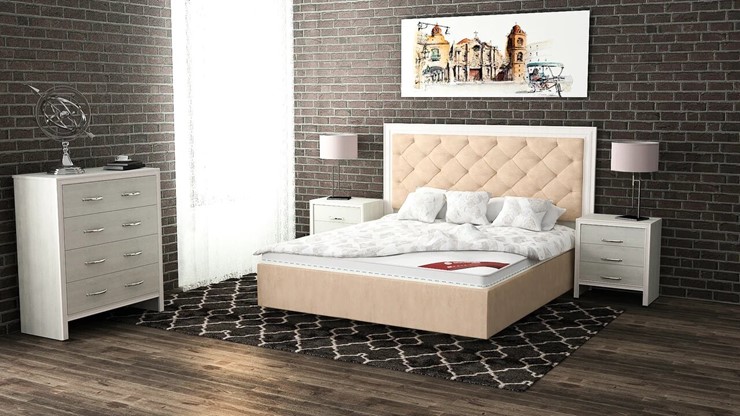 Кровать в спальню Манхэттен 160х200 (с основанием), высота спинки - 140 см в Артеме - изображение 5