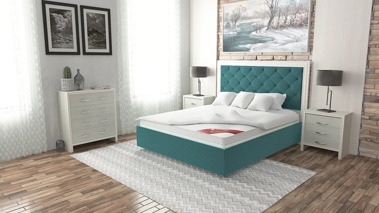 Кровать в спальню Манхэттен 160х200 (с основанием), высота спинки - 140 см в Артеме - изображение 6