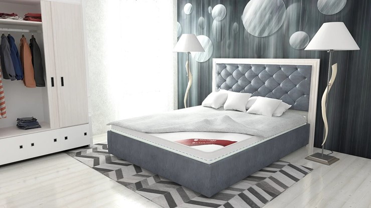 Кровать в спальню Манхэттен 160х200 (с основанием), высота спинки - 140 см в Артеме - изображение 8