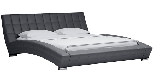 Кровать двуспальная Оливия 180 арт. Марика 485 к/з (серый) с основанием во Владивостоке - изображение