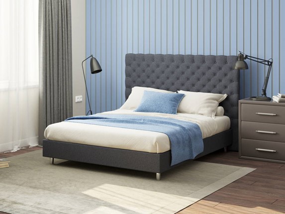 Двуспальная кровать Paris Boxspring Standart 200х200, Рогожка (Savana Grey (серый)) в Находке - изображение