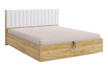 Кровать 2-спальная с подъемным механизмом Адам, дуб крафт золотой/белоснежный (экокожа) во Владивостоке