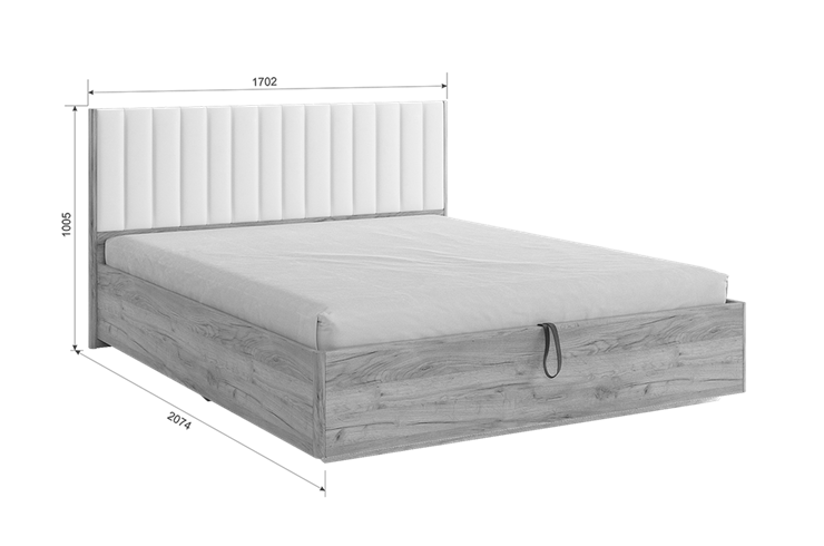 Кровать в спальню с подъемным механизмом Адам, дуб крафт золотой/грей алькантара (велюр) во Владивостоке - изображение 9