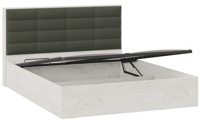 Кровать двуспальная с подъемным механизмом Агата тип 1 (Дуб крафт белый, Велюр Серый) в Артеме - изображение 2