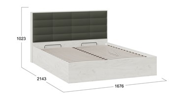Кровать двуспальная с подъемным механизмом Агата тип 1 (Дуб крафт белый, Велюр Серый) в Уссурийске - предосмотр 4