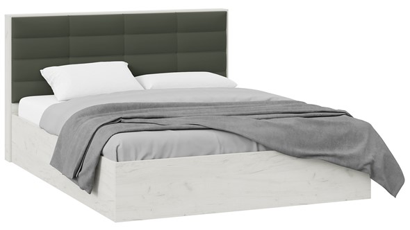 Кровать двуспальная с подъемным механизмом Агата тип 1 (Дуб крафт белый, Велюр Серый) в Артеме - изображение