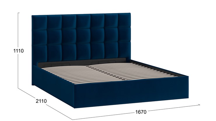 Кровать 2-спальная с подъемным механизмом Эмбер (Велюр Confetti Blue) в Артеме - изображение 3