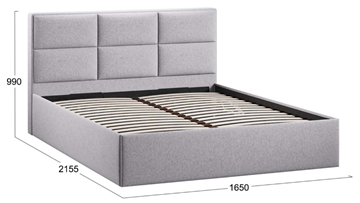 Двуспальная кровать с подъемным механизмом с заглушиной Стелла тип 1 (Микровелюр Jercy Silver) во Владивостоке - предосмотр 3