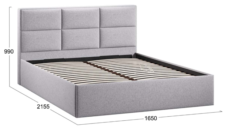 Двуспальная кровать с подъемным механизмом с заглушиной Стелла тип 1 (Микровелюр Jercy Silver) во Владивостоке - изображение 3