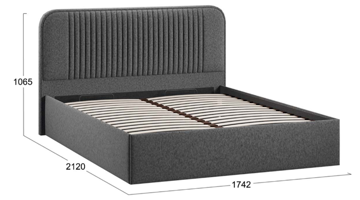 Кровать в спальню с подъемным механизмом с заглушиной Тиффани тип 1 (Микровелюр Jercy Graphite) во Владивостоке - изображение 3