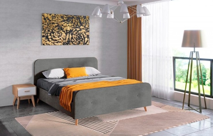 Кровать двуспальная Сиерра 1600 (с подъемным механизмом и коробом) Торонто серый во Владивостоке - изображение 1