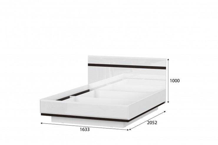 Кровать спальная Соло универсальная 1,6х2,0, белый/белый глянец/венге во Владивостоке - изображение 1