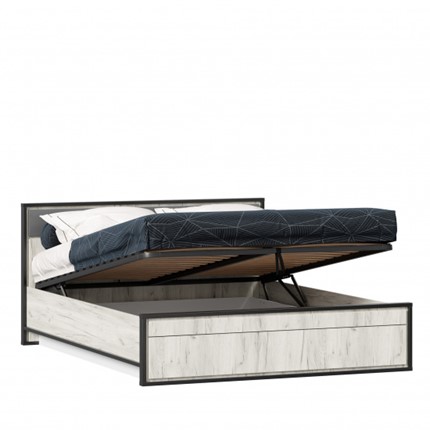 Кровать Техно 1600 ЛД 678.141.000.012 с подъемным механизмом, Дуб крафт белый/Серый шифер в Артеме - изображение