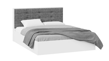 Кровать 2-спальная Тесса (Белый Жемчуг/Рогожка серая) в Артеме