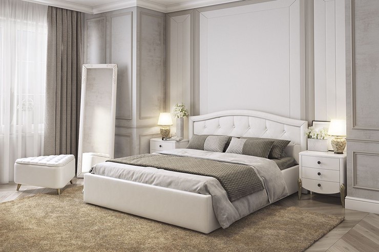 Двуспальная кровать Верона 1,6 белый (экокожа) во Владивостоке - изображение 3