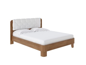 Кровать спальная Wood Home 1 160х200, Антик сосна/Экокожа Белый в Артеме