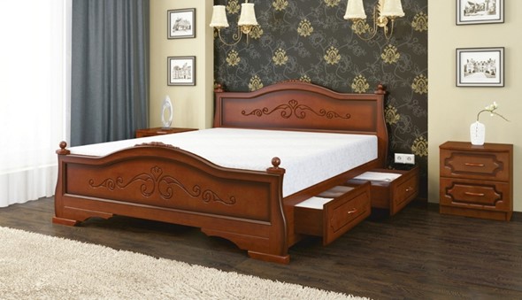 Кровать с выкатными ящиками Карина-1 (Орех) 160х200 в Артеме - изображение