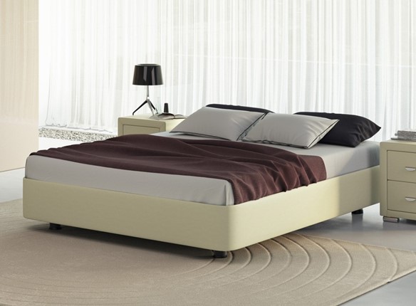 Спальная кровать Rocky Base 160x200, Экокожа (Кремовый) в Артеме - изображение