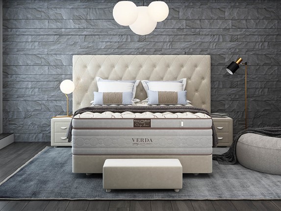 Кровать в спальню Luxe/Podium M 160х200, Флок (Велсофт Бежевый) в Артеме - изображение
