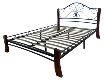 Кровать полутороспальная Фортуна 4 Лайт, 1400, черный/шоколад в Артеме - предосмотр 1